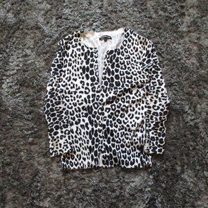 Express Design Studio Cheetah Print Cardigan Women's Size S Black/White